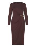 Buckle-Trim Stretch Jersey Dress Knælang Kjole Brown Lauren Ralph Lauren