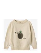 Alon Apple Text Pullover Tops Sweatshirts & Hoodies Sweatshirts Cream Fliink