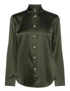 Classic Fit Silk Shirt Tops Shirts Long-sleeved Green Polo Ralph Lauren