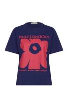 Erna Unikko Placement Tops T-shirts & Tops Short-sleeved Navy Marimekko