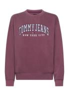 Tjw Rlx Varsity Crew Tops Sweatshirts & Hoodies Sweatshirts Burgundy Tommy Jeans