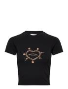 Chain Heart Shurnken T-Shirt Tops T-shirts & Tops Short-sleeved Black Juicy Couture