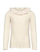 Nmfoline Ls Slim Top Lil Tops T-shirts Long-sleeved T-Skjorte Cream Lil'Atelier