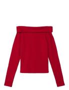 Nlfrova Ls Short Off Shoulder Top Tops T-shirts Long-sleeved T-Skjorte Red LMTD