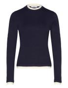 Fine-Knit Sweater With Contrasting Trims Tops Knitwear Jumpers Navy Mango