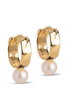 Avaya Pearl Hoops Accessories Jewellery Earrings Hoops Gold Enamel Copenhagen