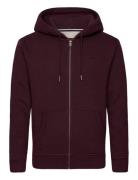 Essential Logo Zip Hoodie Tops Sweatshirts & Hoodies Hoodies Burgundy Superdry