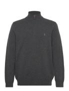 Wool Quarter-Zip Sweater Tops Knitwear Half Zip Jumpers Grey Polo Ralph Lauren