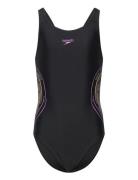 Girls Placement Muscleback Sport Swimsuits Black Speedo