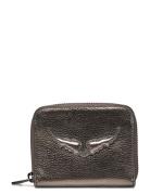 Mini Zv Metallic Grained Leather Bags Card Holders & Wallets Wallets Silver Zadig & Voltaire