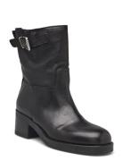 New Heel Biker Buckle Shoes Boots Ankle Boots Ankle Boots With Heel Black Apair