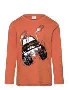 Top Ls Monster Truck Sequins Tops T-shirts Long-sleeved T-Skjorte Orange Lindex