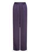 Ayla Satin Trousers Bottoms Trousers Straight Leg Purple Ahlvar Gallery