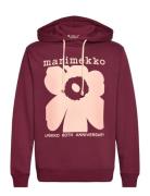 Luuppi Unikko Placement Tops Sweatshirts & Hoodies Hoodies Burgundy Marimekko