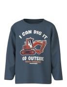 Nmmvictor Ls Nreg Top Tops T-shirts Long-sleeved T-Skjorte Navy Name It