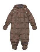 Puff Baby Suit W Acc Rec. Outerwear Coveralls Snow-ski Coveralls & Sets Brown Mikk-line