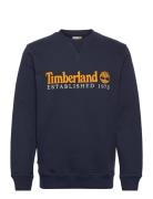 Established 1973 Embroidery Logo Brush Back Crew Neck Dark Sapphire Tops Sweatshirts & Hoodies Sweatshirts Navy Timberland