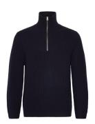 Half Zip Wool Knit - Navy Tops Knitwear Half Zip Jumpers Navy Garment Project