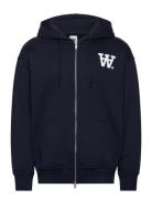 Wwmya Not To Be Trusted Hoodie Gots Tops Sweatshirts & Hoodies Hoodies Navy Double A By Wood Wood