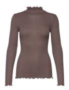 Boston Turtleneck W/Lyrex Tops T-shirts & Tops Long-sleeved Brown Rosemunde