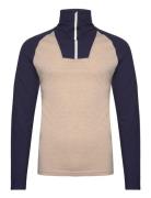 Retro Merino Wool Halfzip Sweater Sport Sweatshirts & Hoodies Fleeces & Midlayers Beige Bula