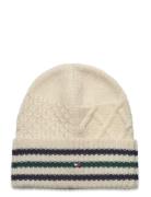 Th Flag Cable Knit Beanie Accessories Headwear Beanies Cream Tommy Hilfiger