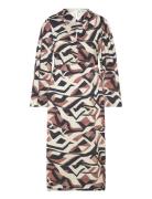 Lindsey Long Sleeved Satin Midi Dress Knælang Kjole Multi/patterned Malina