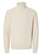 Slhaxel Ls Knit Roll Neck Noos Tops Knitwear Turtlenecks Beige Selected Homme