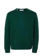 Slhcody Ls Knit Relaxed Crew Neck Noos Tops Knitwear Round Necks Green Selected Homme