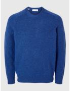 Slhrai Ls Knit Crew Neck Noos Tops Knitwear Round Necks Blue Selected Homme