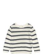 Knit Striped Sweater Tops Sweatshirts & Hoodies Sweatshirts White Mango