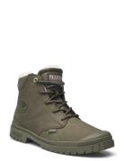 Sp20 Cuff Lth Shoes Boots Ankle Boots Laced Boots Khaki Green Palladium