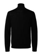 Slhtray Ls Knit Merino Roll Neck Noos Tops Polos Long-sleeved Black Selected Homme