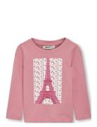 Kmgcelina Life Reg L/S City Top Box Jrs Tops T-shirts Long-sleeved T-Skjorte Pink Kids Only