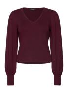 Cotton-Blend Blouson-Sleeve Sweater Tops Knitwear Jumpers Burgundy Lauren Ralph Lauren