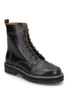 Boots - Flat - With Laces Shoes Boots Ankle Boots Laced Boots Black ANGULUS