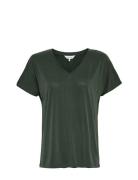 Mschfenya Modal V Neck Tee Tops T-shirts & Tops Short-sleeved Green MSCH Copenhagen