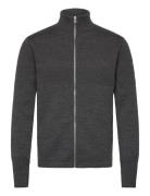 Wool Klemens Zip Knit Tops Knitwear Full Zip Jumpers Grey Mads Nørgaard