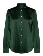 30Mm Silk Charmeuse-Lsl-Bfs Tops Shirts Long-sleeved Khaki Green Polo Ralph Lauren