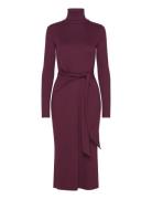 Tie-Front Turtleneck Dress Dresses Knitted Dresses Burgundy Lauren Ralph Lauren