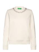 Sweater L/S Tops Sweatshirts & Hoodies Sweatshirts Cream United Colors Of Benetton