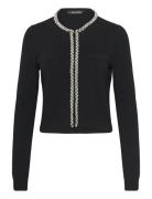 Classic Pearl Knit Cardigan Tops Knitwear Cardigans Black Karl Lagerfeld