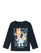 Nmmoeko Bluey Ls Nreg Top Box Sky Tops T-shirts Long-sleeved T-Skjorte Navy Name It