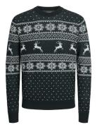 Jjxmas Gabriel Knit Crew Neck Jnr Tops Knitwear Pullovers Green Jack & J S