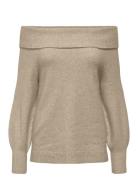 Onljeanett Life L/S Off Shoulder Cc Knt Tops Knitwear Jumpers Beige ONLY