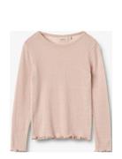 Wool Silk T-Shirt L/S Alli Tops T-shirts Long-sleeved T-Skjorte Pink Wheat