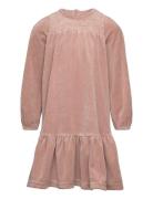 Dress Velour Dresses & Skirts Dresses Casual Dresses Long-sleeved Casual Dresses Pink Huttelihut