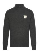 Wwblu Aa Cs Halfzip Tops Knitwear Half Zip Jumpers Grey Double A By Wood Wood