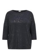 Carfoila 3/4 O-Neck Top Jrs Bf Tops Blouses Long-sleeved Navy ONLY Carmakoma