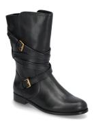 Burnished Calf-Briannah-Bo-Mbo Shoes Boots Ankle Boots Ankle Boots Flat Heel Black Lauren Ralph Lauren